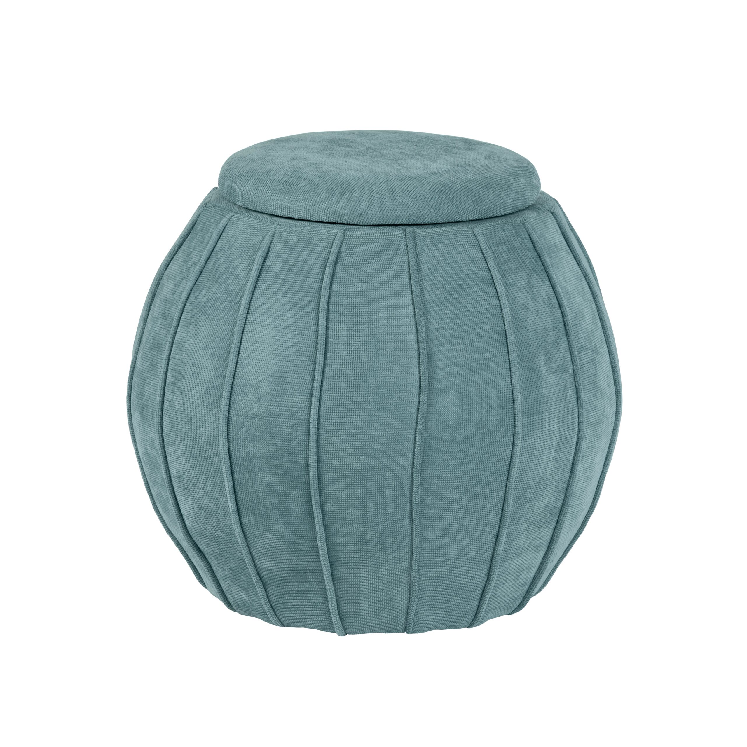 08cc351aad9603cfda3dd4eb73918674 Blue Green Chenille Storage Ottoman - Image 1